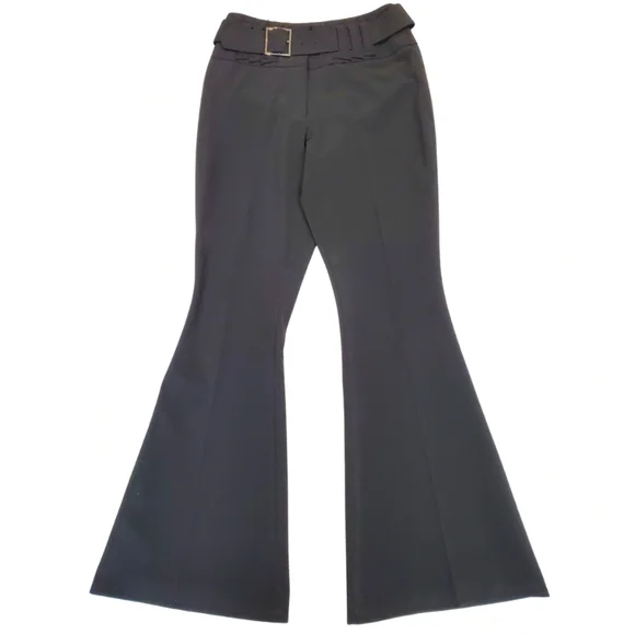 Karen Millen Black Boot Cut Flare Pants With Belt Office Trouser High Waist Sz 6 - Picture 4 of 14